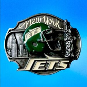 Vintage 1987 NFL New York Jets Football Pewter Belt Buckle Siskiyou Ltd. Ed#265